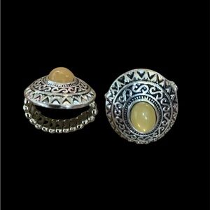 Paparazzi- Silver and Yellow Stone Ring Adjustable